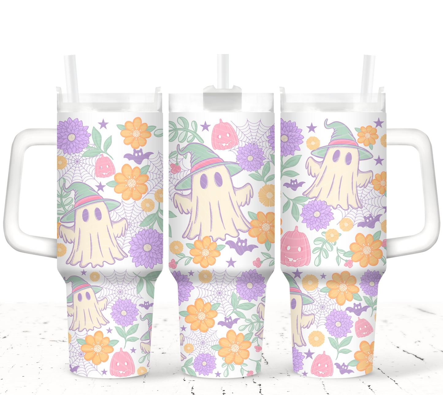 Pastel Ghouls - TOP & BOTTOM SET - 40 oz Tumbler UV DTF Transfer Film A084