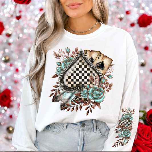 Matching DTF Series - Set Series - Checkered Spades Turquoise A015