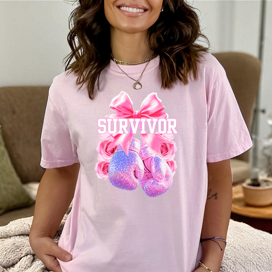Breast Cancer Survivor Pink Boxing Gloves DTF Transfer Film CF095