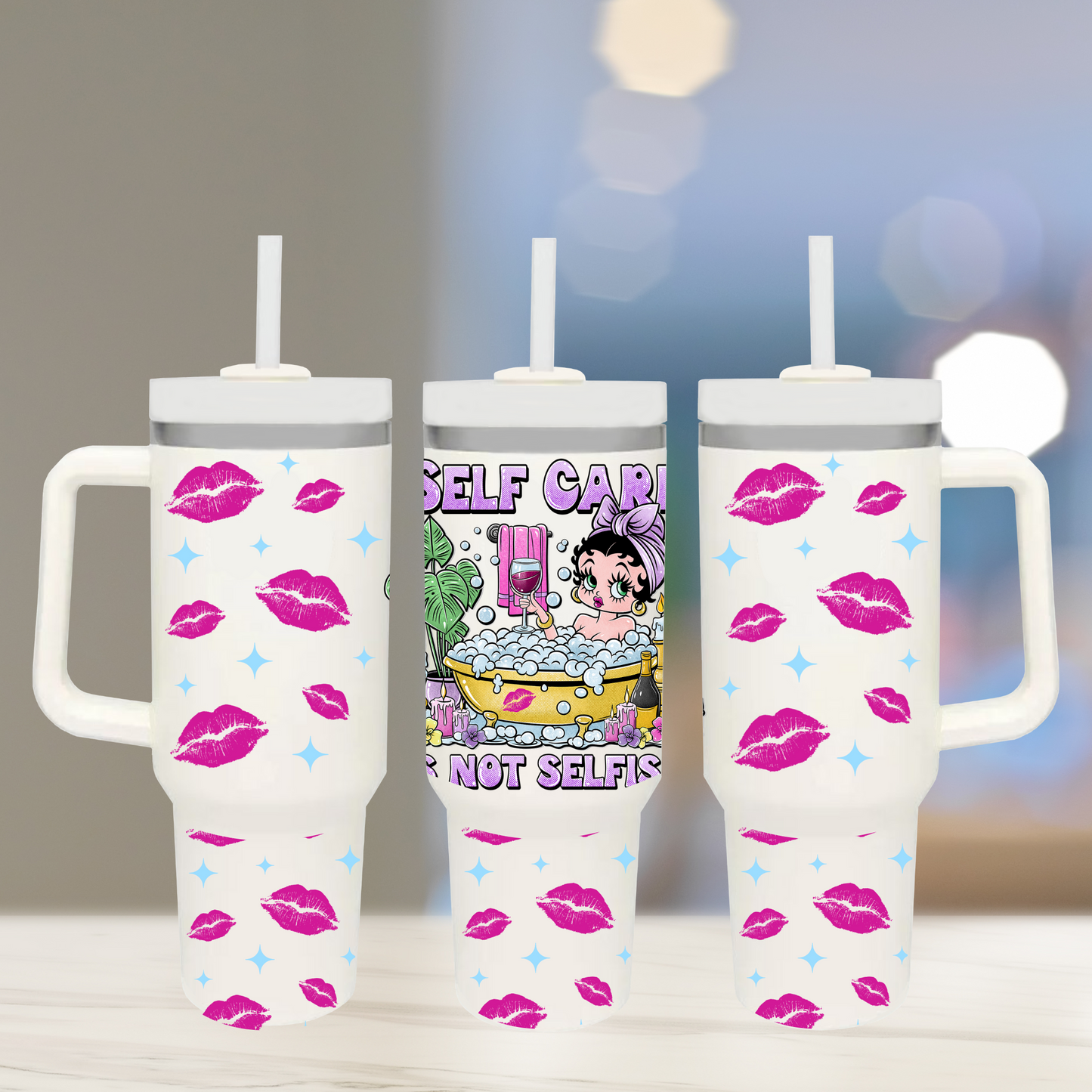 Self Care - TOP & BOTTOM SET - 40 oz Tumbler UV DTF Transfer Film