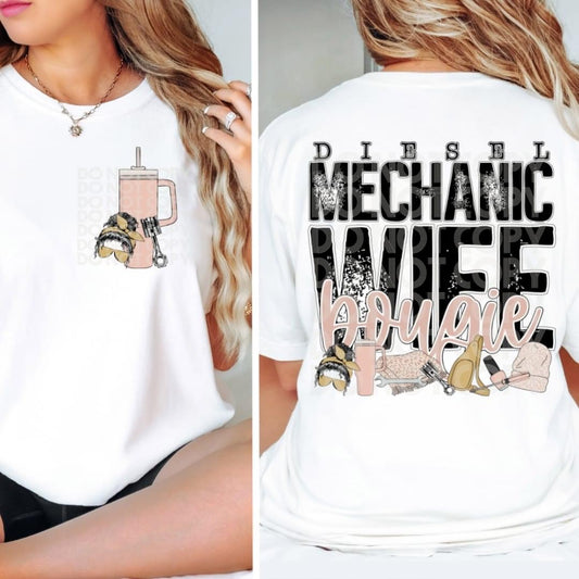 Matching DTF Series - Pocket & Back - Diesel Mechanic Wife Bougie