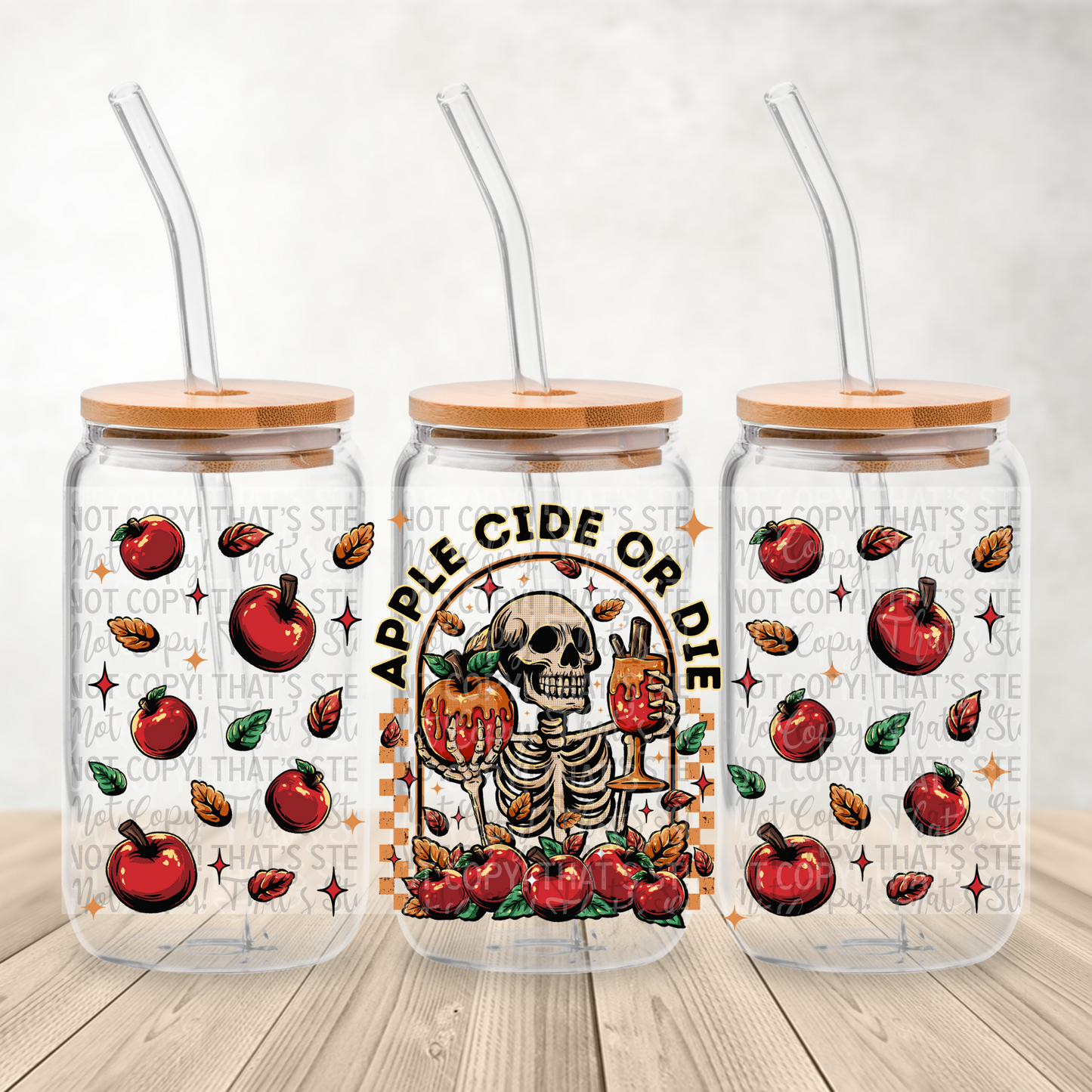 Apple Cide or Die - 16oz UV DTF Transfer Film Wrap and Matching Lid G094