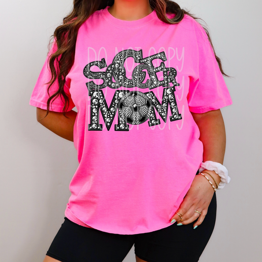 Soccer Mom - Faux Rhinestone Faux Embroidered DTF Transfer Film