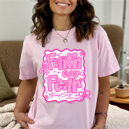 Breast Cancer faith over fear DTF Transfer Film CF095
