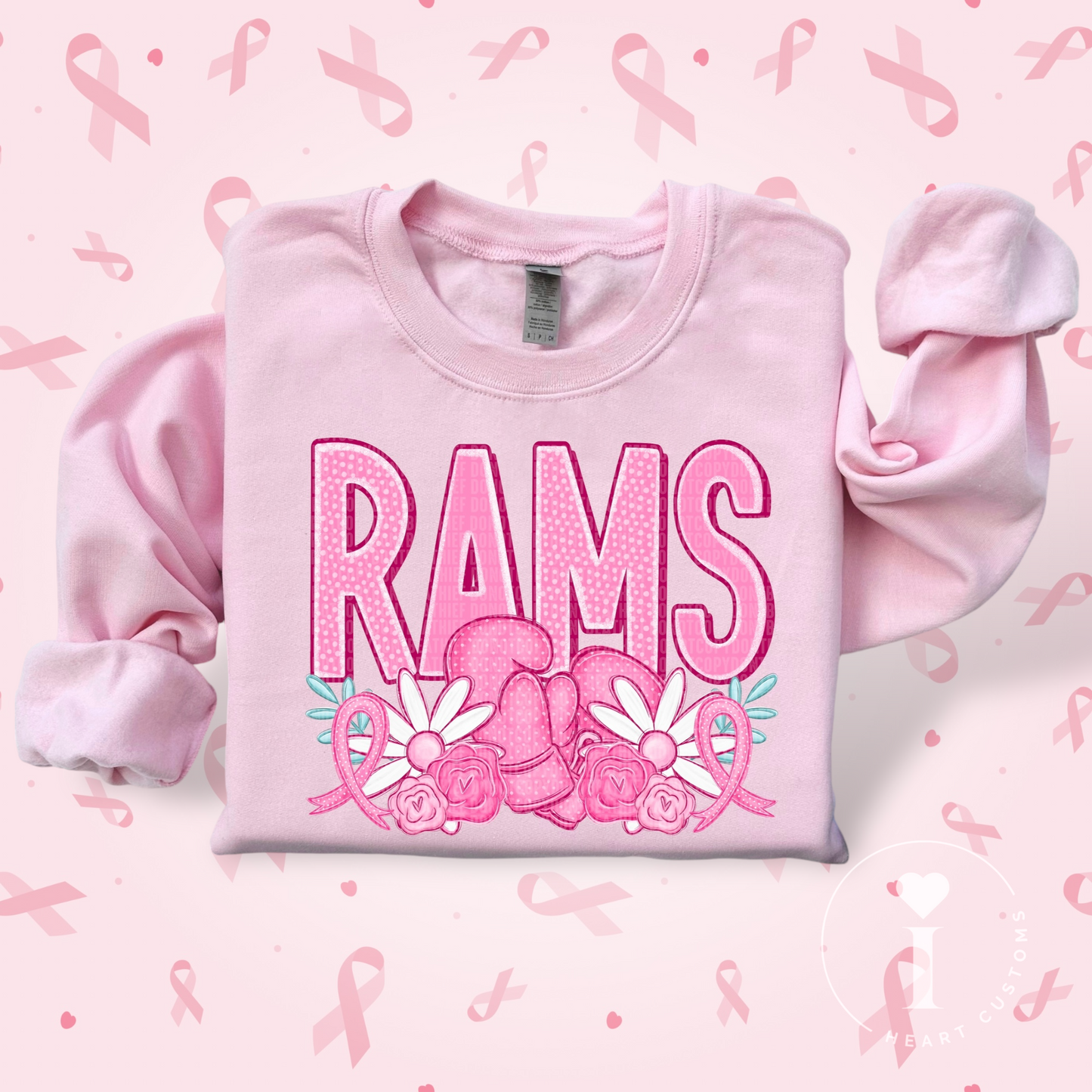 Rams Breast Cancer Sports Mascot DTF Transfer Film SD074