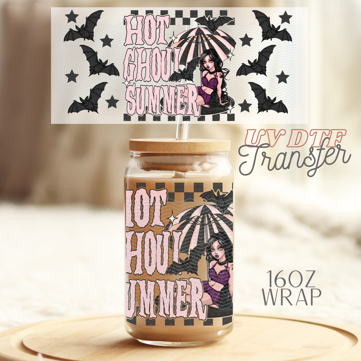 Pink Hot Ghoul Summer - 16oz UV DTF Transfer Film