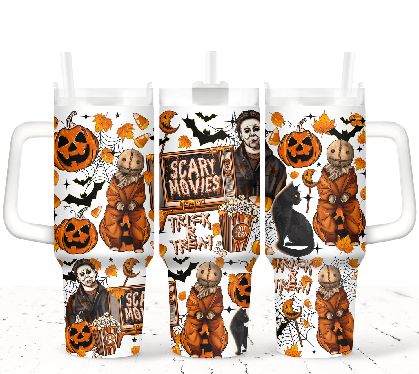 Spooky Movies V3 - TOP & BOTTOM SET - 40 oz Tumbler UV DTF Transfer Film