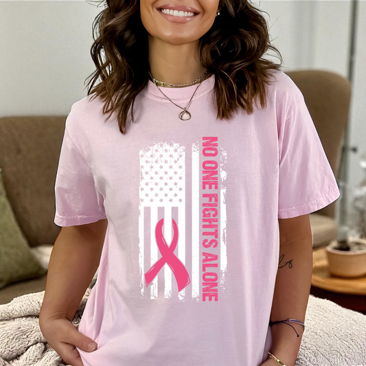 Breast Cancer noone fights alone flag DTF Transfer Film CF095