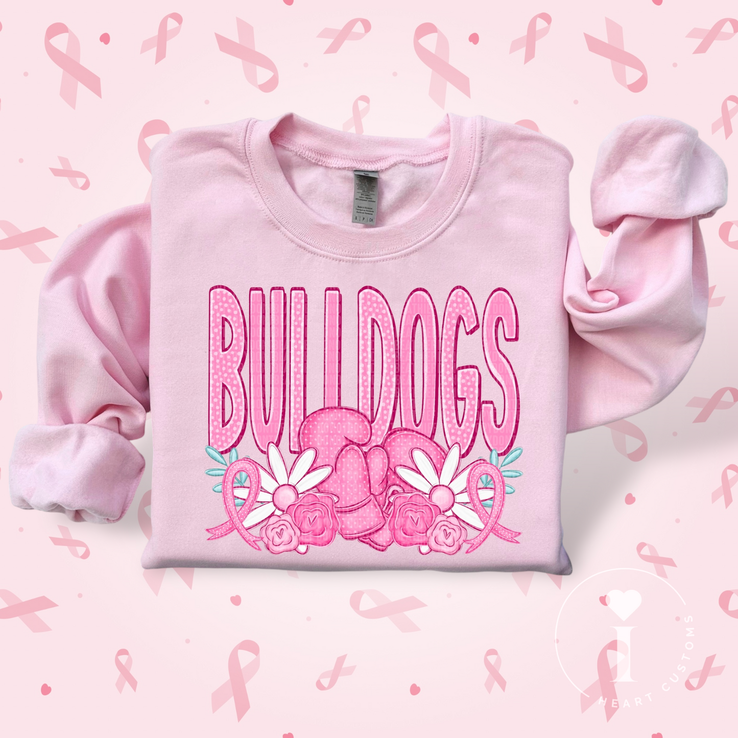 Bulldogs Breast Cancer Sports Mascot DTF Transfer Film SD074