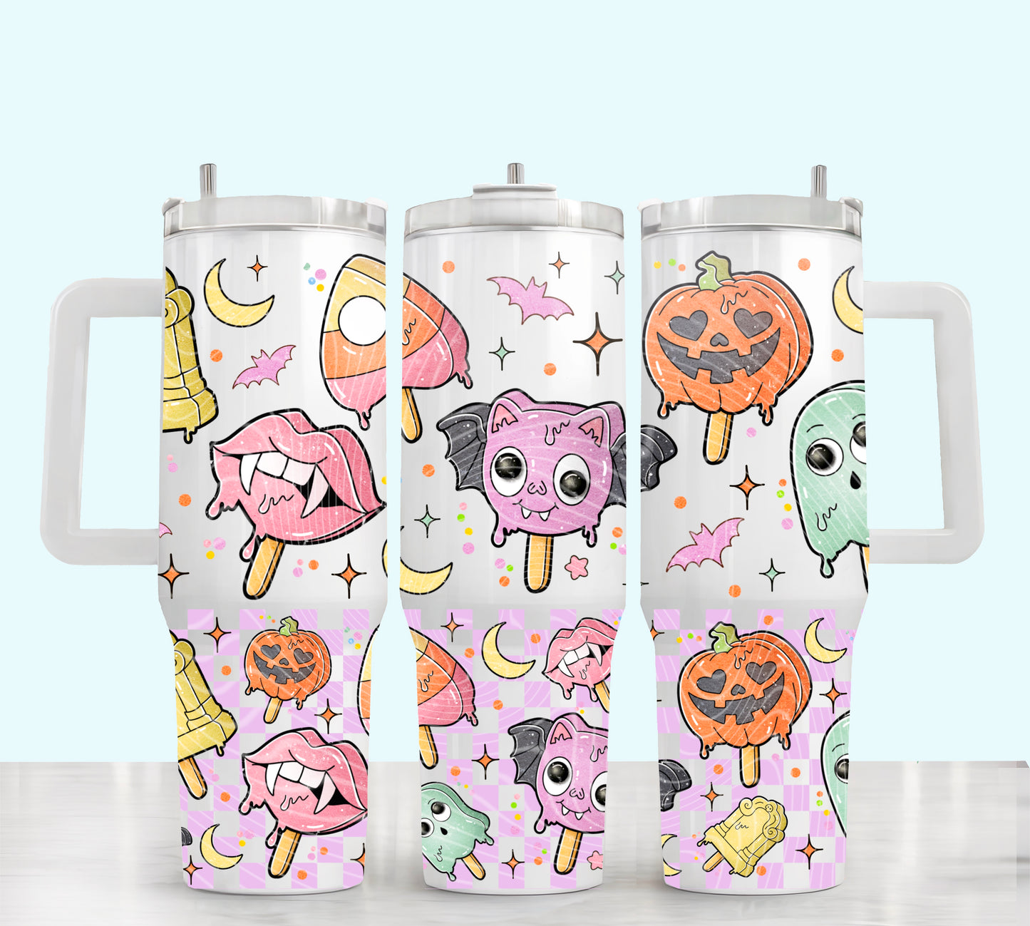 Halloween Friends Popsicles - TOP & BOTTOM SET - 40 oz Tumbler UV DTF Transfer Film