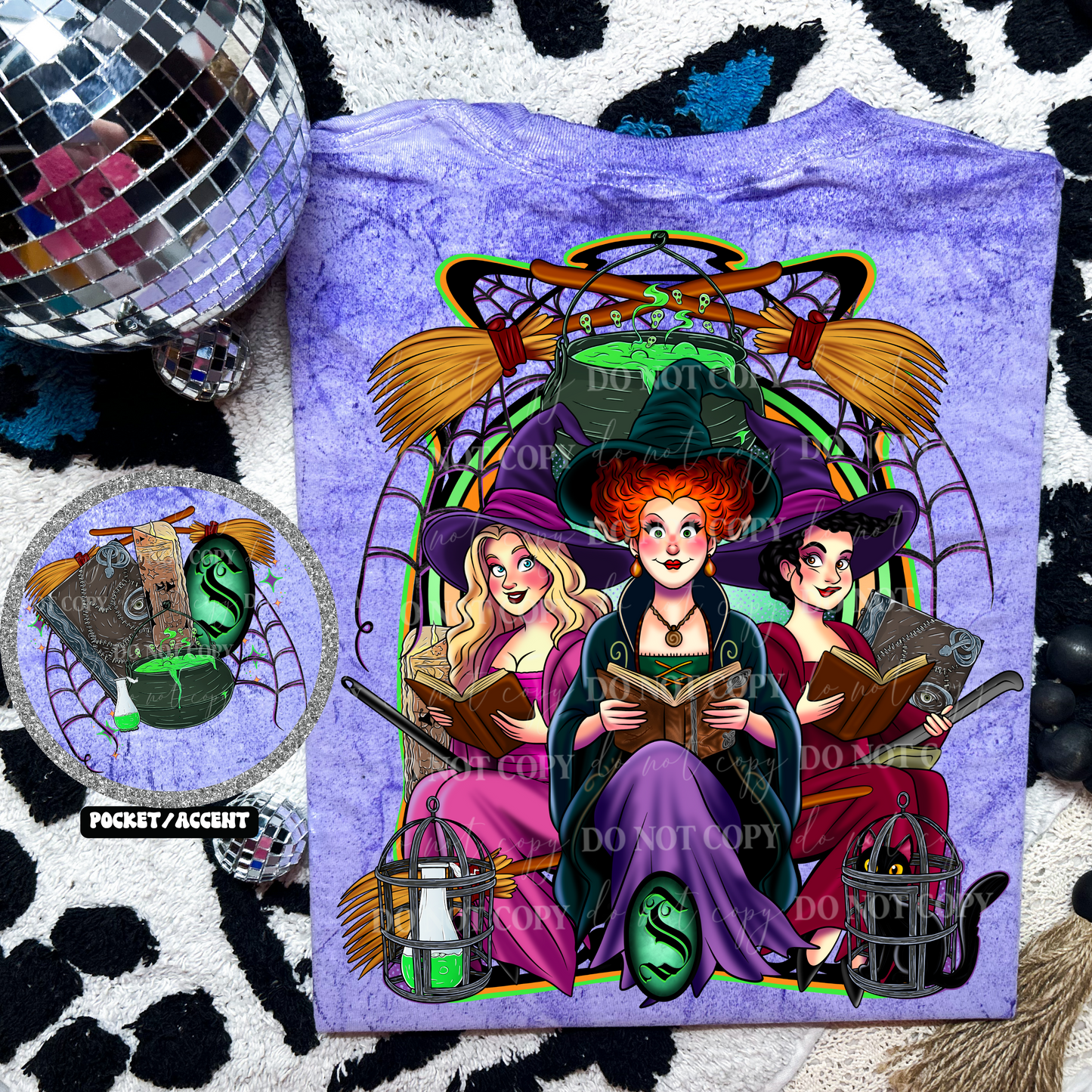 Witchy Sisters with matching front pocket DTF Transfer Film