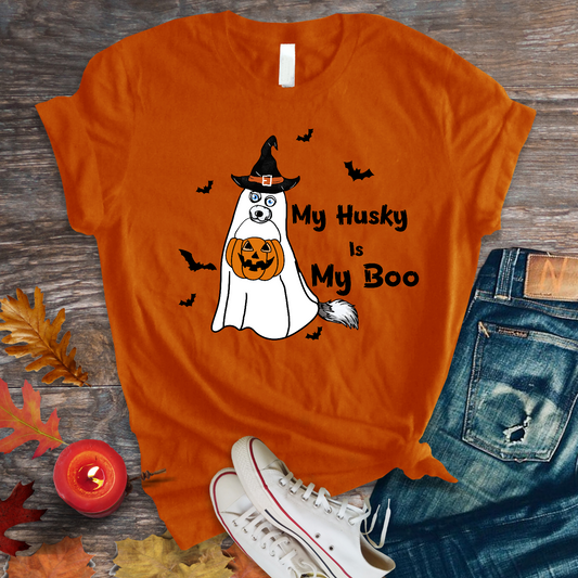 Halloween My husky is my Boo Ghost Dog DTF Transfer Film 9043