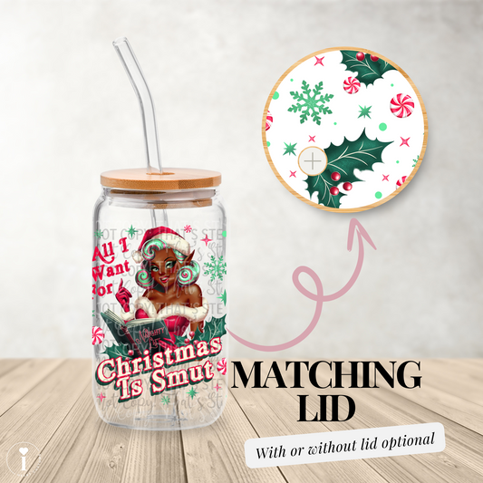 Vintage Pinup Christmas is smut Girl V3 - 16oz UV DTF Transfer Film Wrap and Matching Lid G114