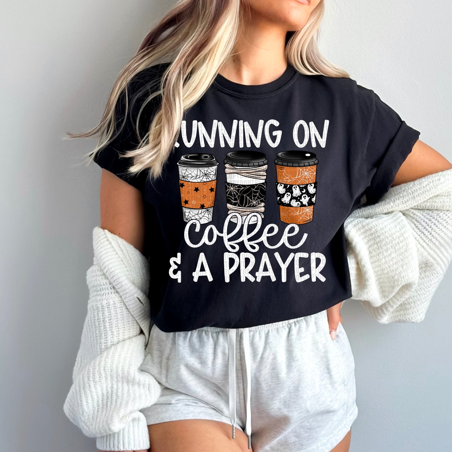 Running on Coffee & A Prayer White DTF Transfer Film SDD084