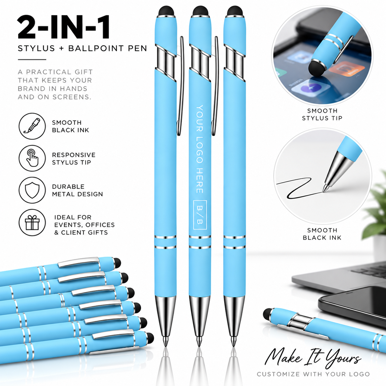 Custom Stylus Pens with Logo | Full-Color Promotional Pens