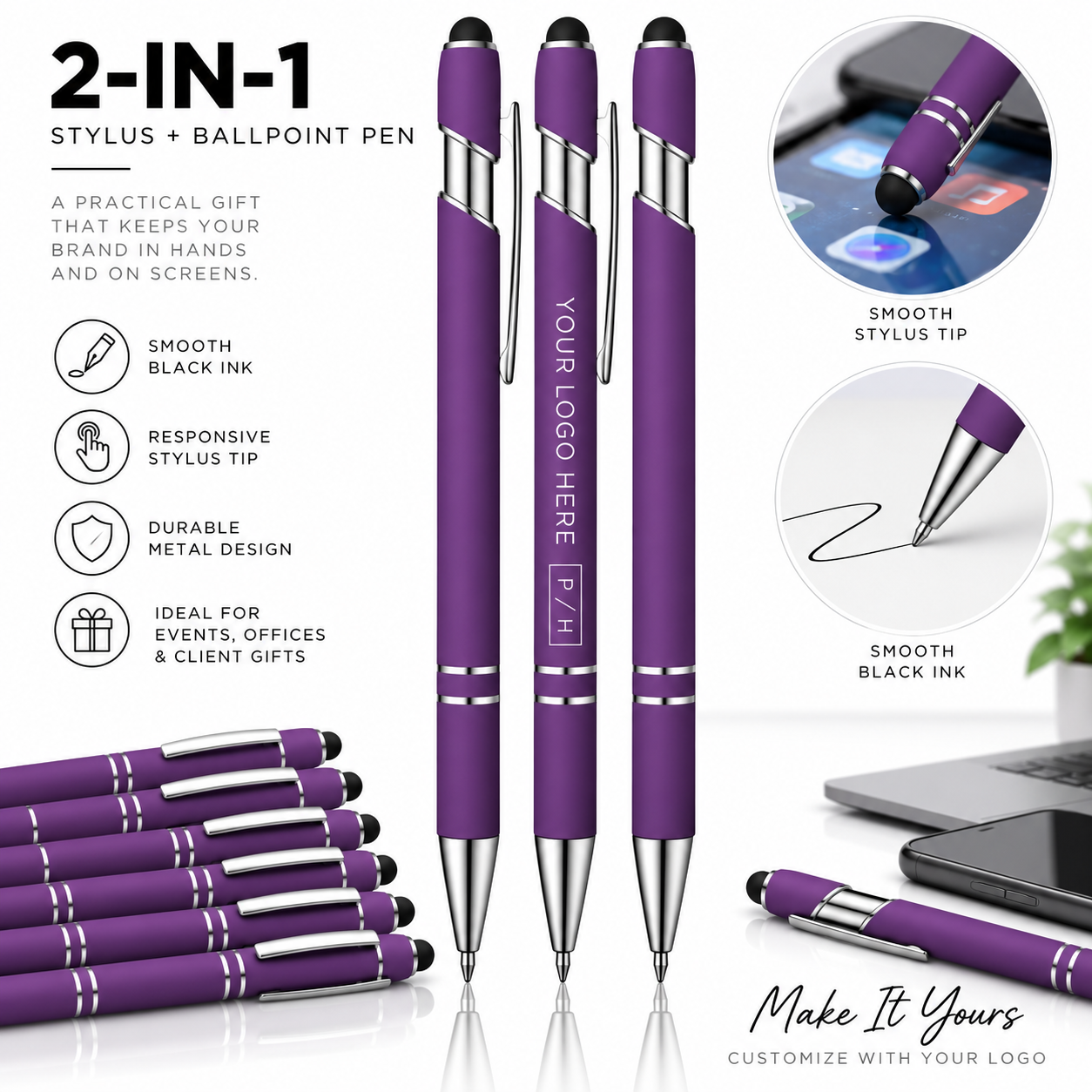Custom Stylus Pens with Logo | Full-Color Promotional Pens