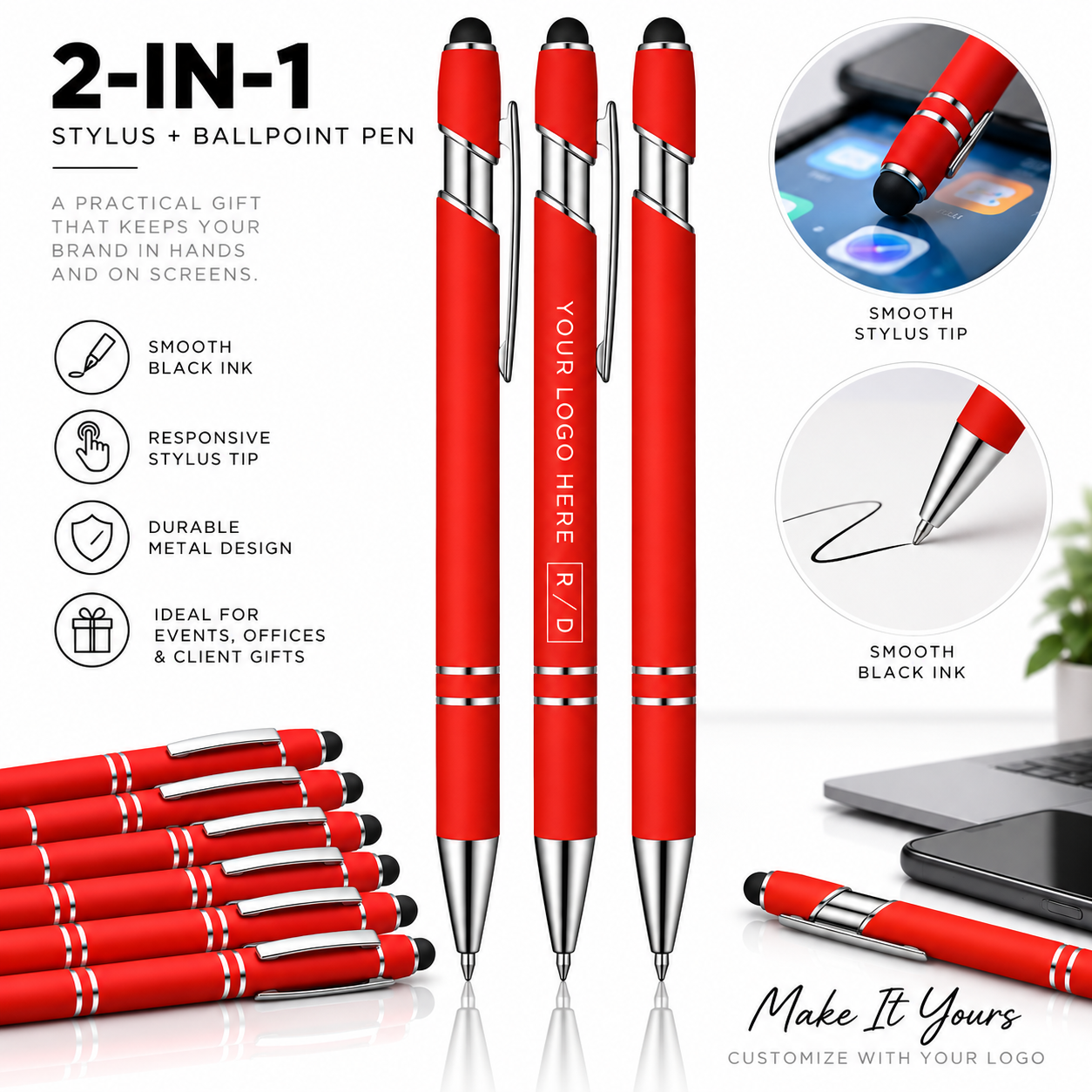 Custom Stylus Pens with Logo | Full-Color Promotional Pens
