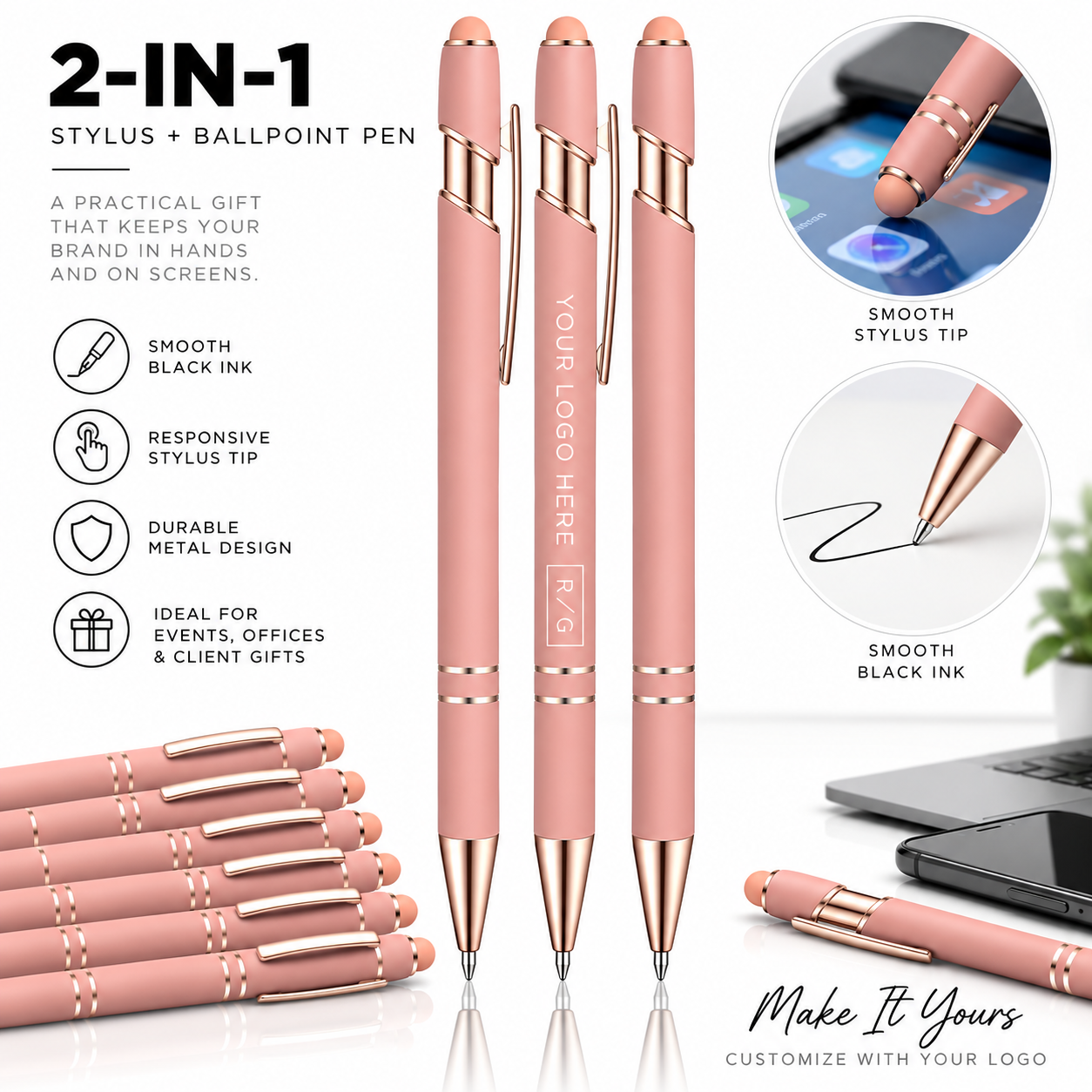 Custom Stylus Pens with Logo | Full-Color Promotional Pens