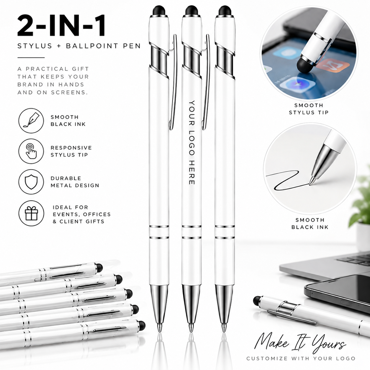 Custom Stylus Pens with Logo | Full-Color Promotional Pens