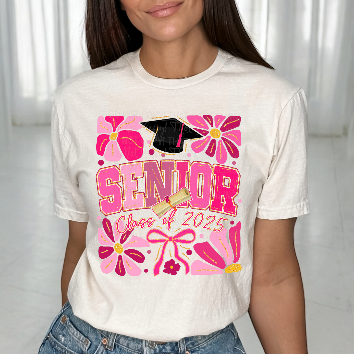 Floral pink senior class of 2025 Graduation DTF Transfer Film CF025