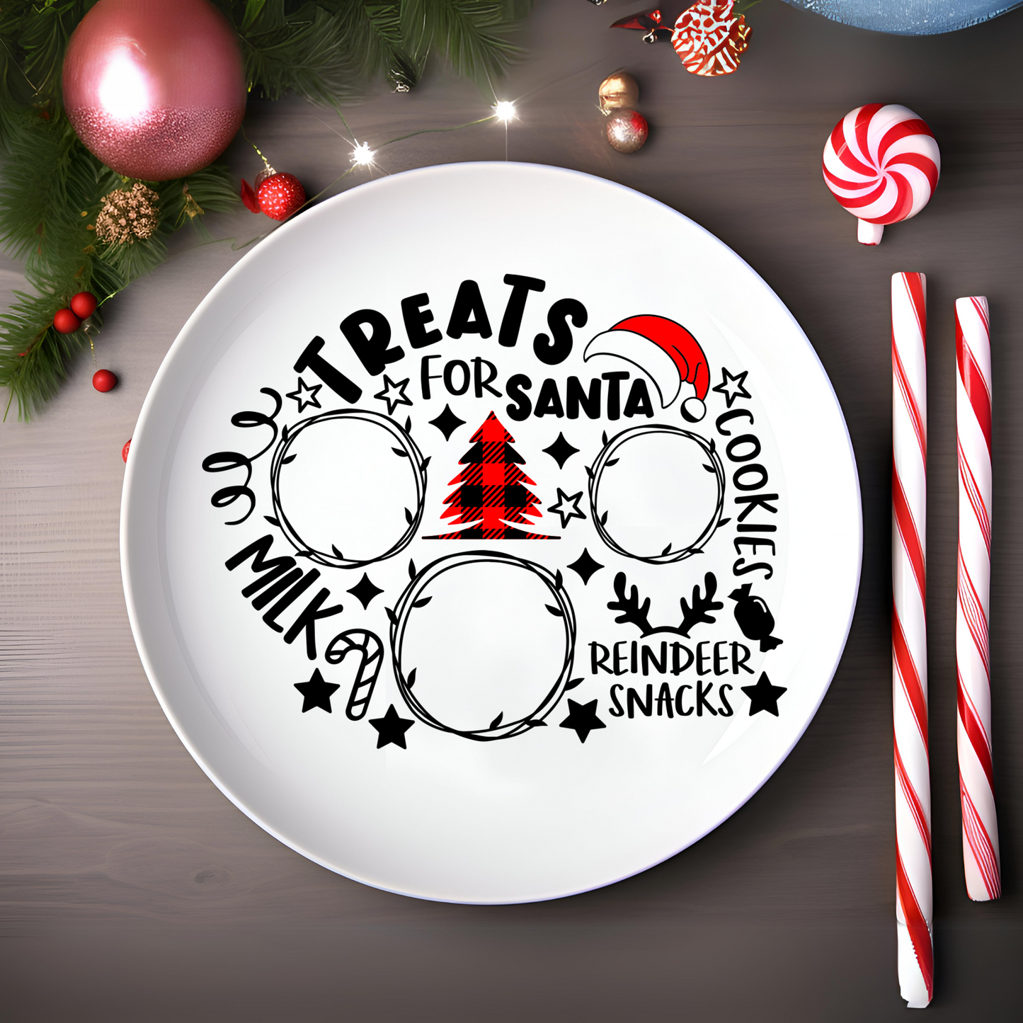 UV DTF Transfers for Santa Plates – Easy Peel, Rub & Stick Holiday Designs - Style 4