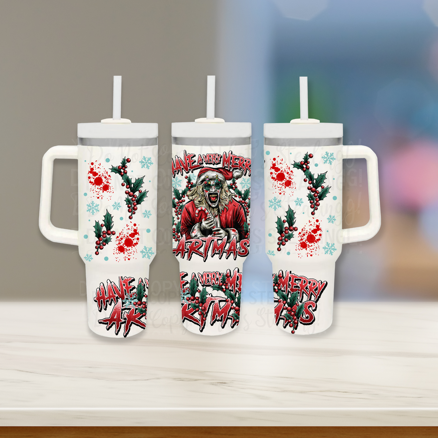 Have a very merry Artmas - TOP & BOTTOM SET - 40 oz Tumbler UV DTF Transfer Film G094