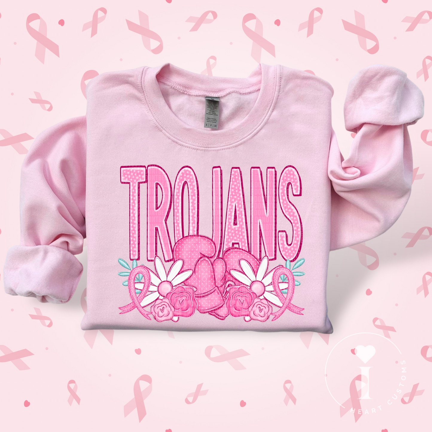 Trojans Breast Cancer Sports Mascot DTF Transfer Film SD074