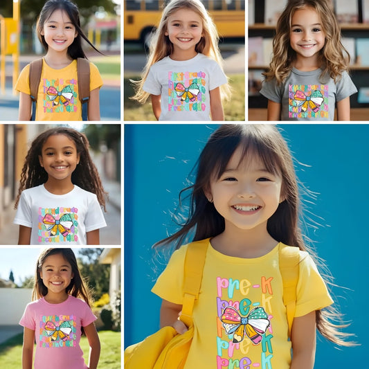 Back to school - Colorful Stacked Doodles Grade Level DTF Transfer – Pre-K to 4th Grade DTF Transfer Film CF075