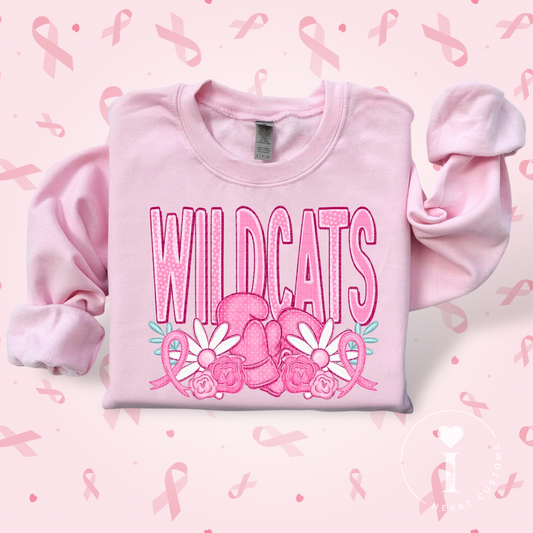 Wildcats Breast Cancer Sports Mascot DTF Transfer Film SD074