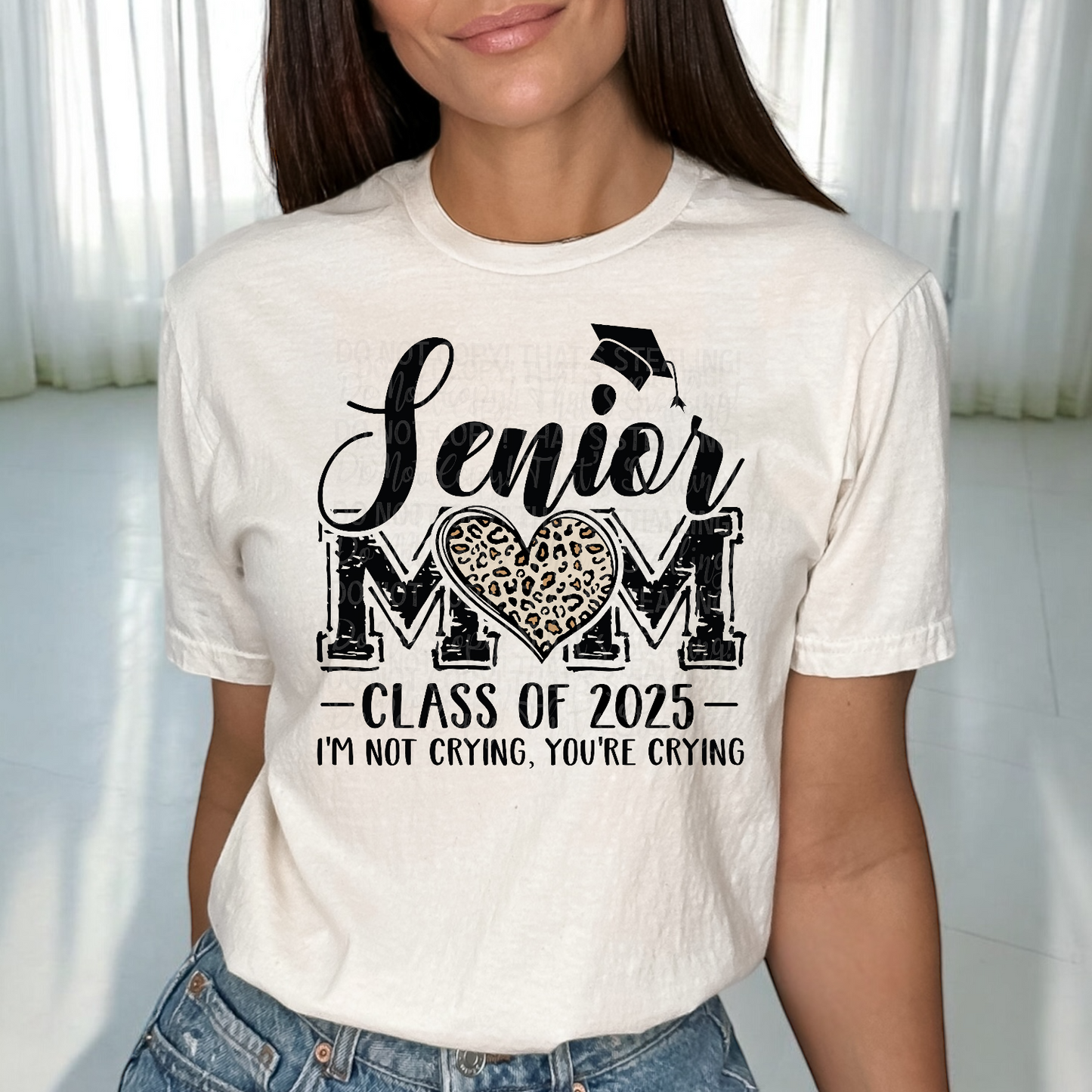 Senior Mom Leopard Heart 2025 Graduation DTF Transfer Film CF025