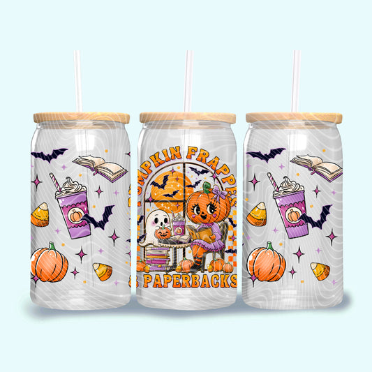 Pumpkin Frappes & Paperbacks - 16oz UV DTF Transfer Film