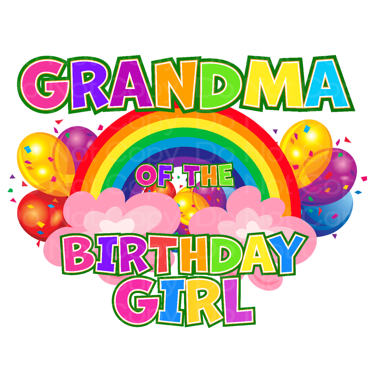 Rainbow Birthday Grandma Family Matching Transfer Film 03029