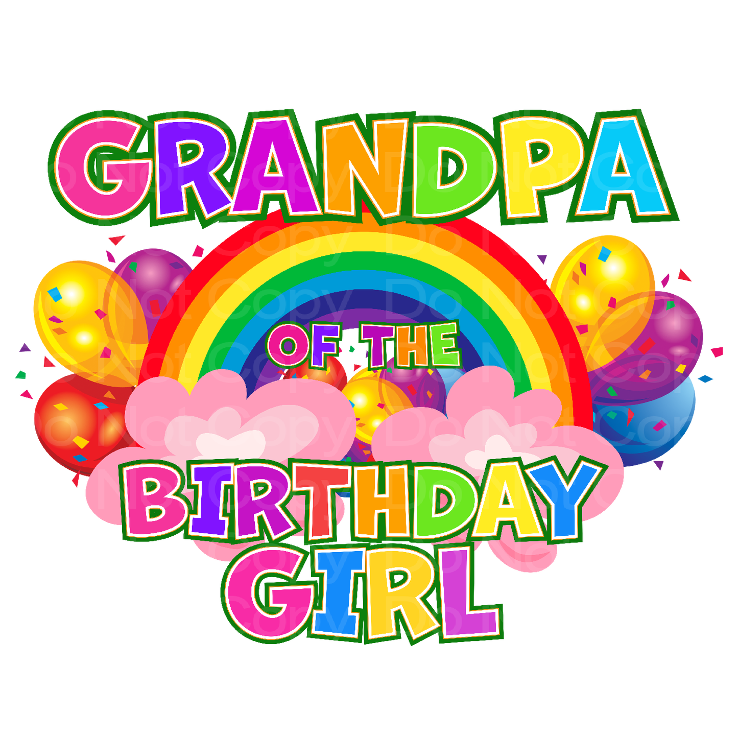 Rainbow Birthday Grandpa Family Matching Transfer Film 03028