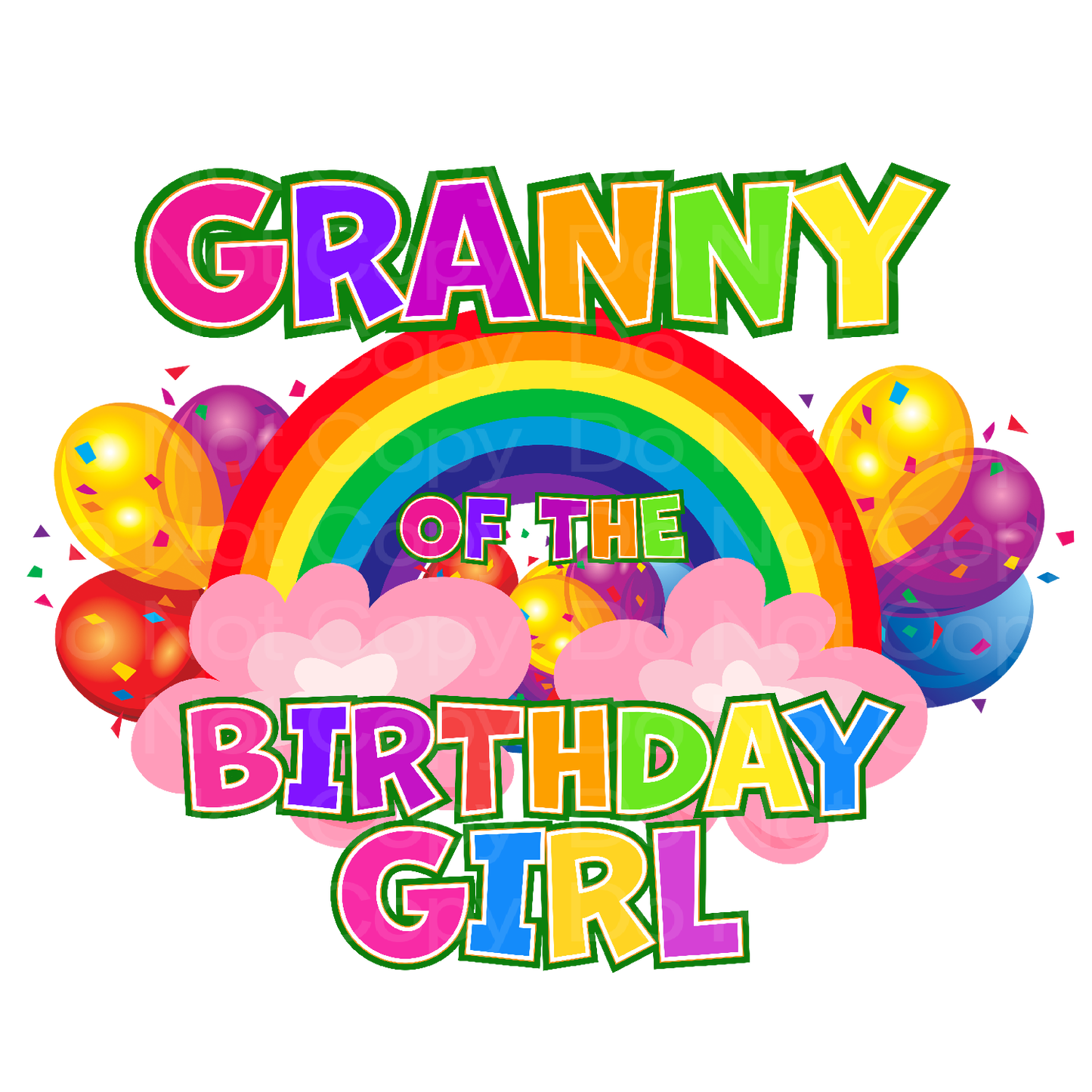 Rainbow Birthday Granny Family Matching Transfer Film 03027