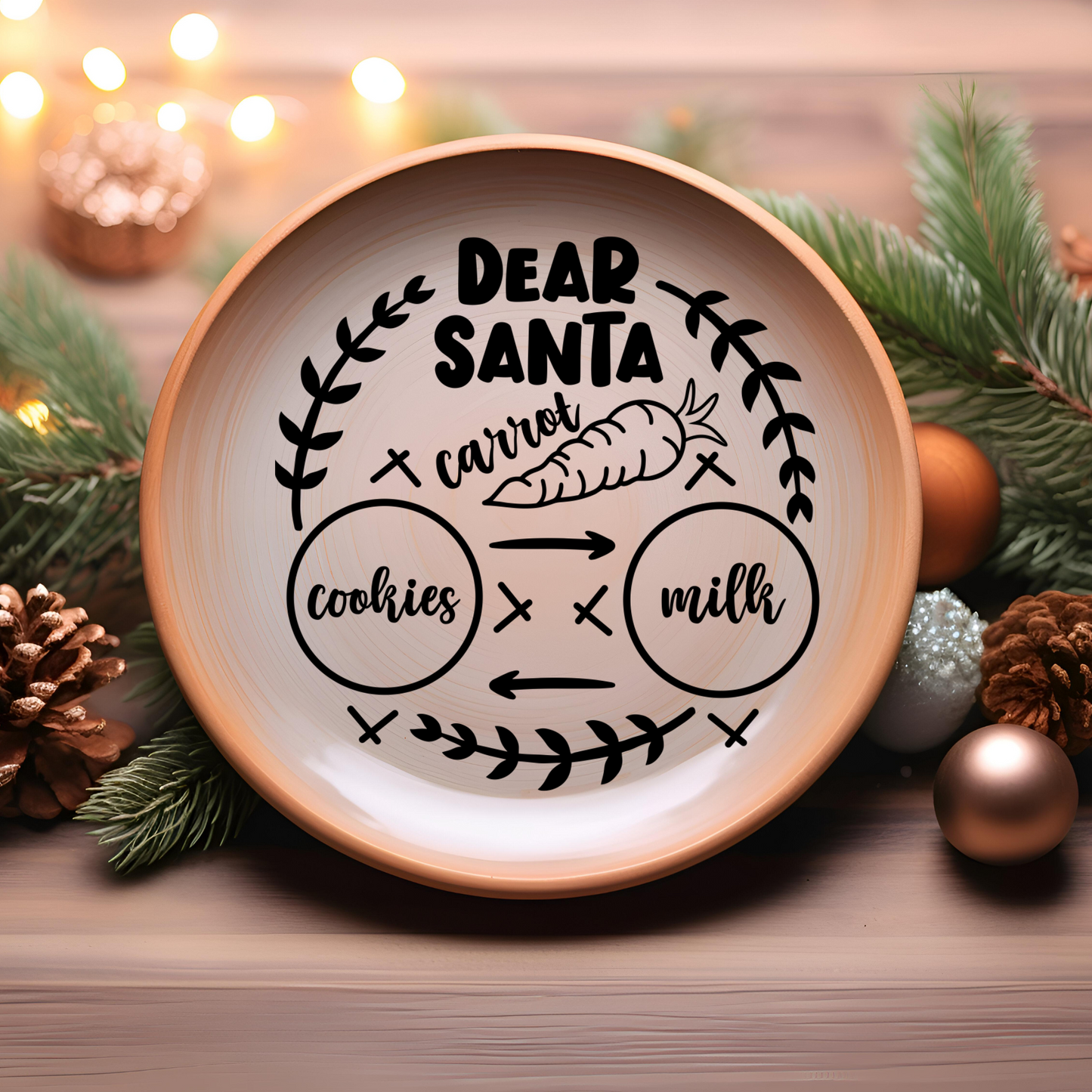 UV DTF Transfers for Santa Plates – Easy Peel, Rub & Stick Holiday Designs - Style 5