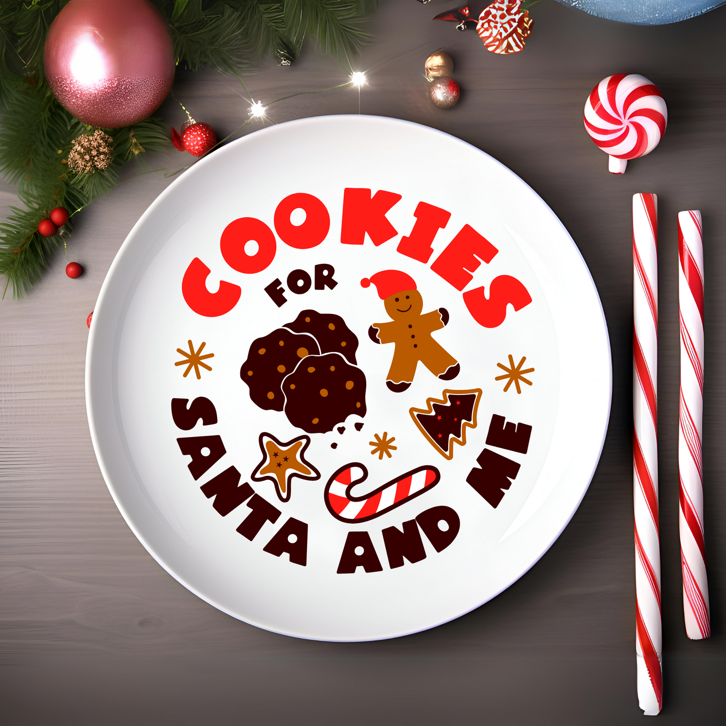 UV DTF Transfers for Santa Plates – Easy Peel, Rub & Stick Holiday Designs - Style 8