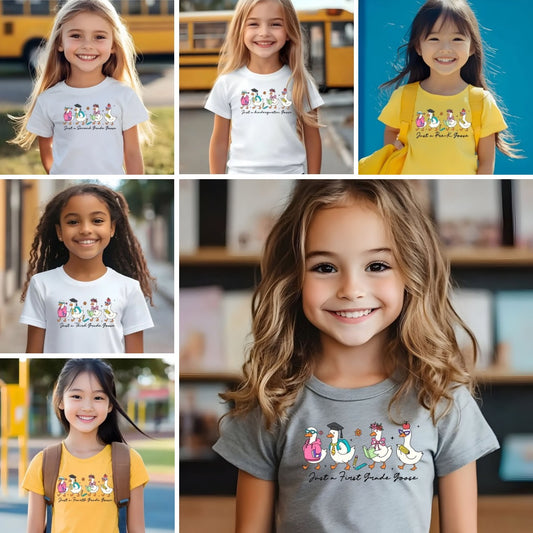 Back to school - Cute Just a Grade Level Goose DTF Transfer – Pre-K to 4th Grade DTF Transfer Film CF075