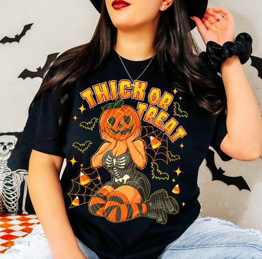 Trick or treat Halloween pumpkin pinup DTF Transfer Film G095