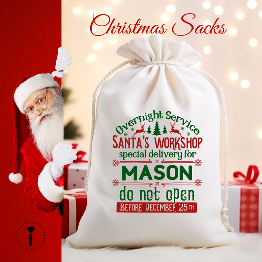 Personalized Santa Christmas Sack DTF Transfer – Custom Holiday Gift Bag Design - Design 7