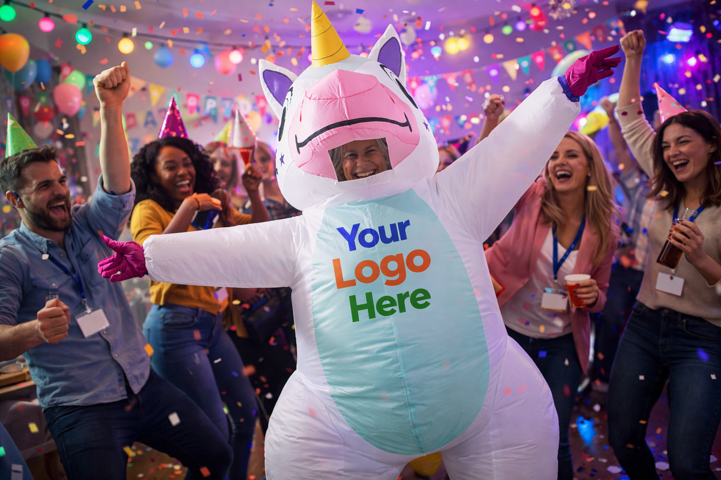 Custom Inflatable Deluxe Unicorn Costume With Logo | Branded Inflatable Suits for Events, Promotions & Marketing