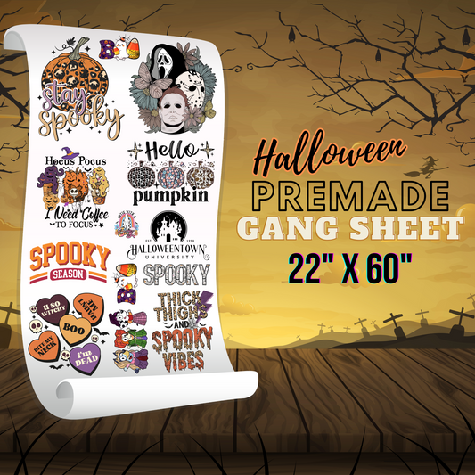 Pre-Made Halloween 22" x 60" Gang Sheet - READY TO PRINT - Style 1