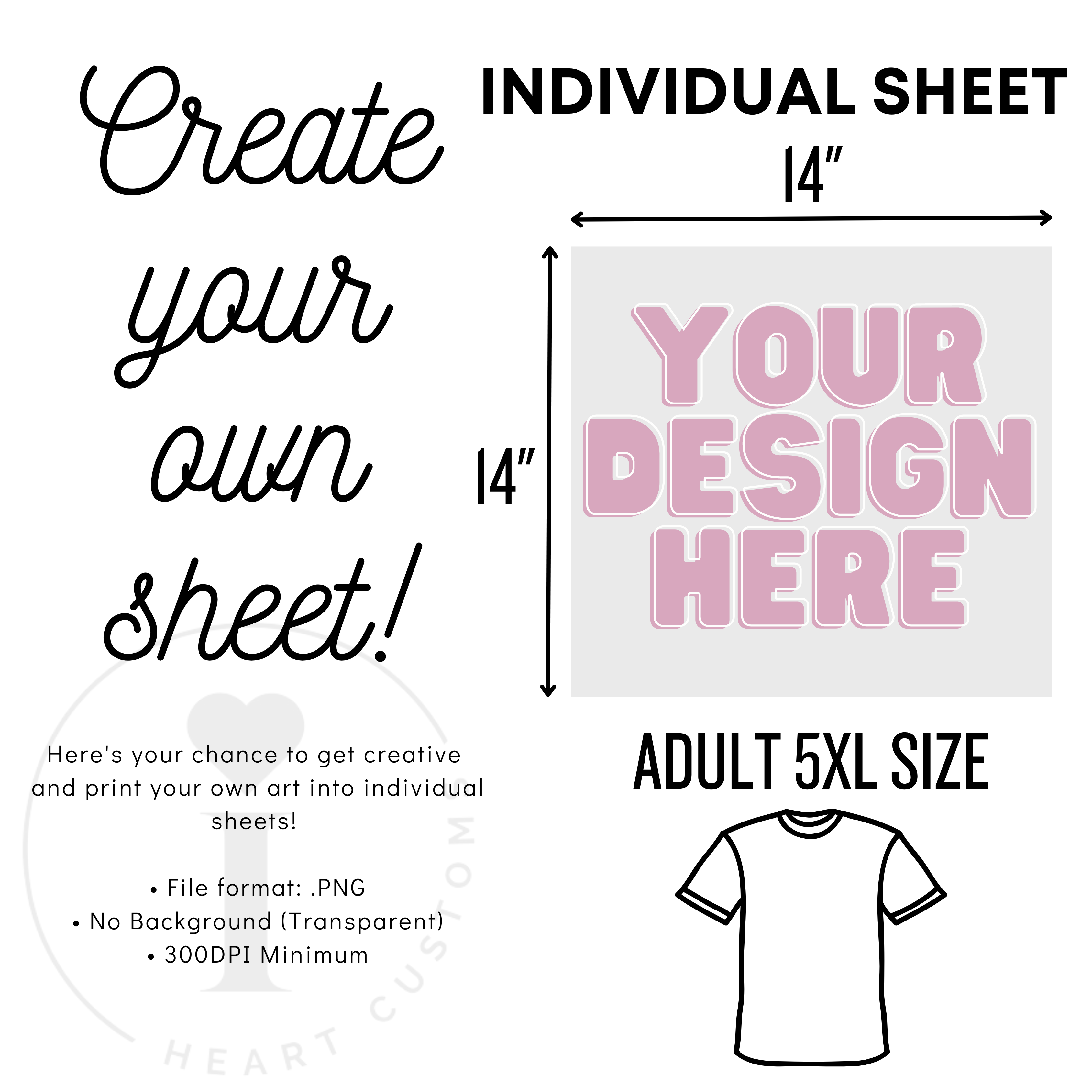 CUSTOM DTF TRANSFER SHEET (INDIVIDUAL DESIGN SHEET) – iheartcustoms