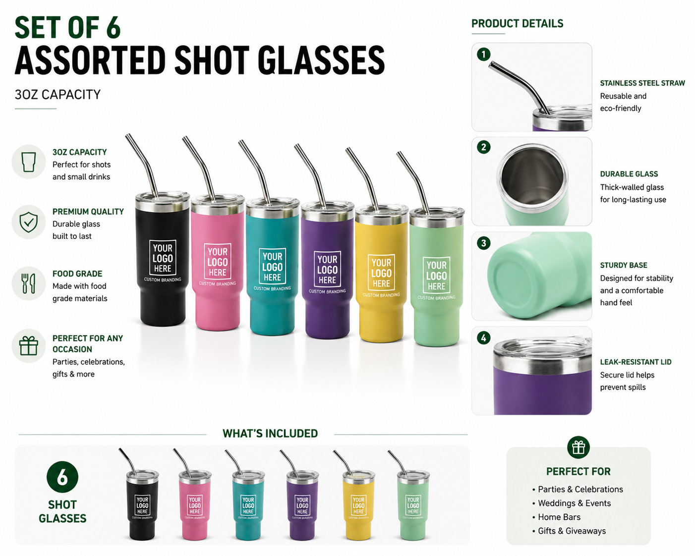 Custom 3 oz Mini Tumbler Shot Glass Set | Promotional Gifts
