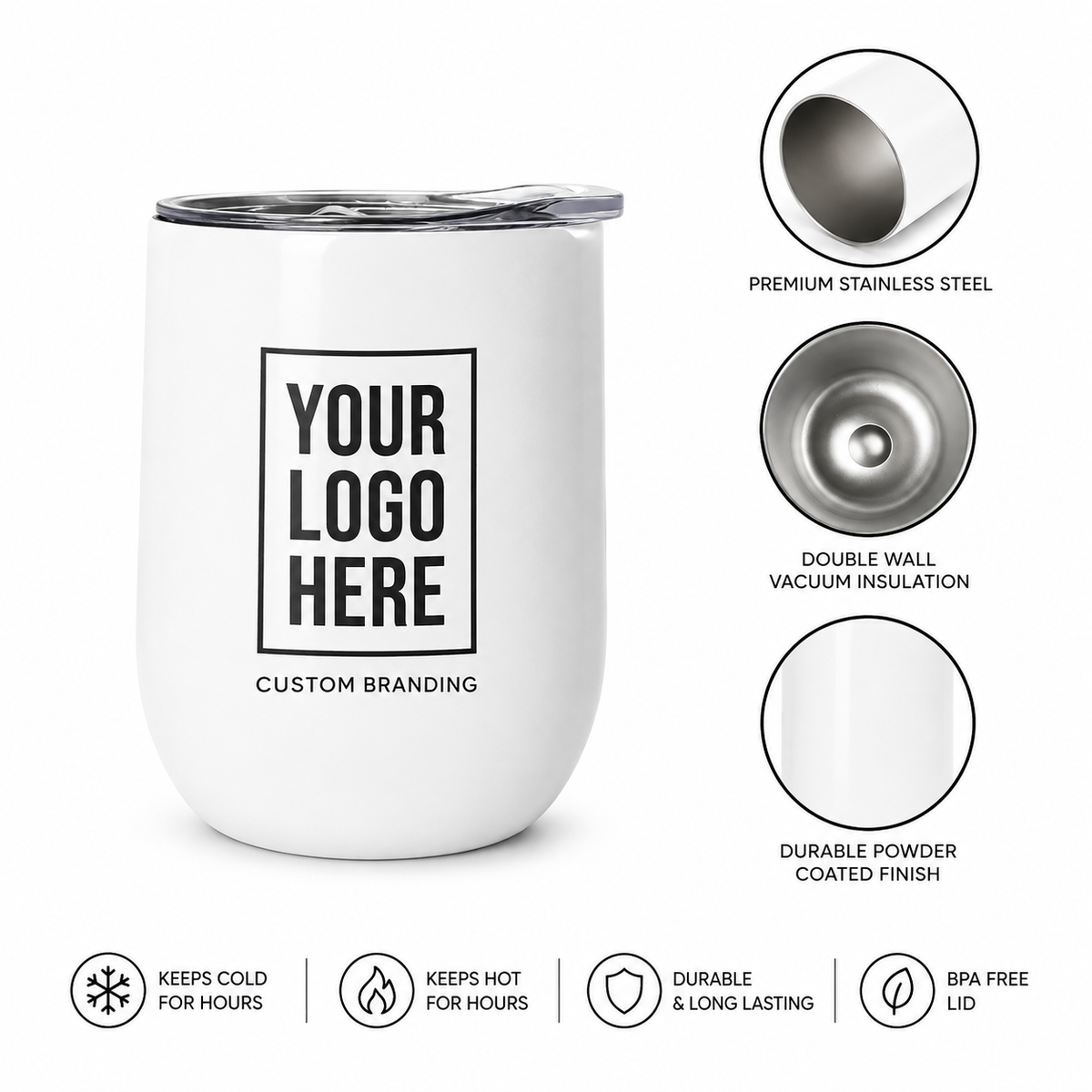 Custom 12 oz Wine Tumbler | Promotional Drinkware