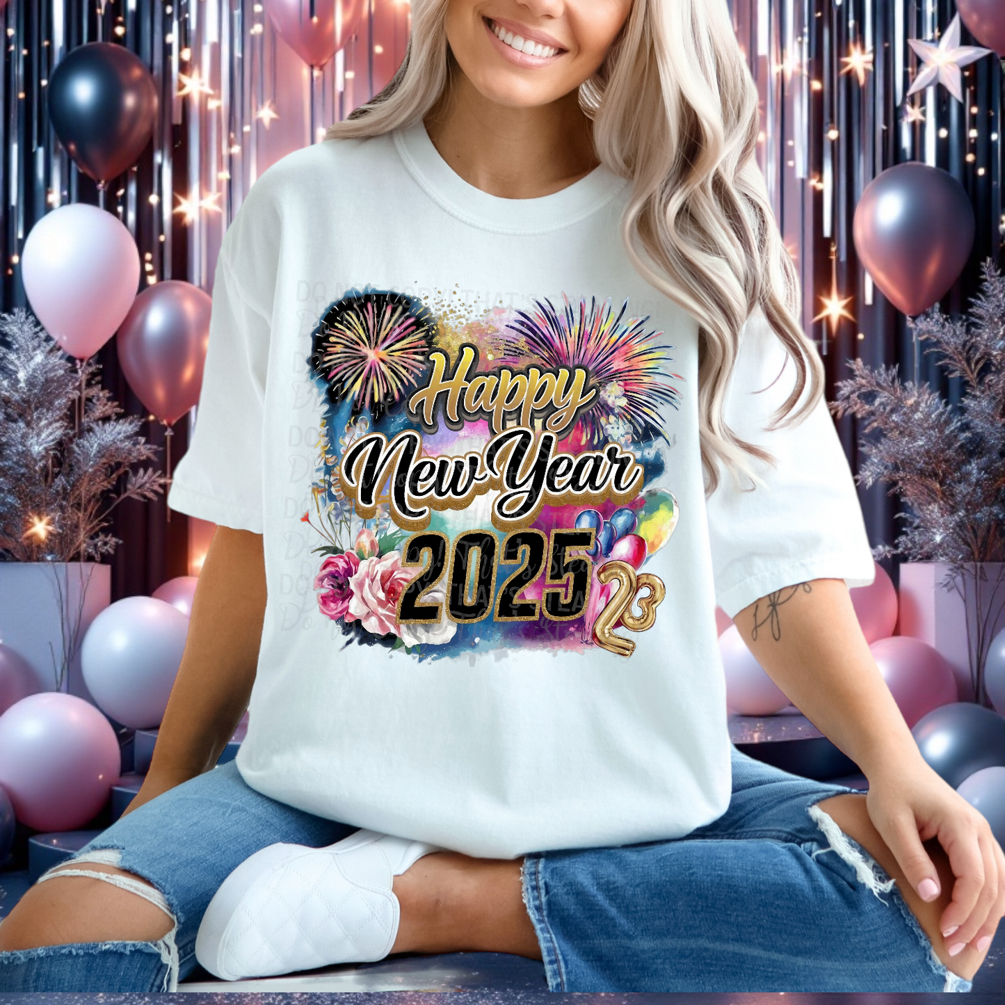 Happy New Year 2025 sparkles V3 DTF Transfer Film CF124