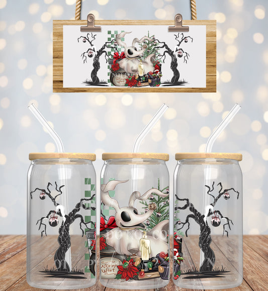 Christmas Ghost Dog - 16oz UV DTF Transfer Film L094