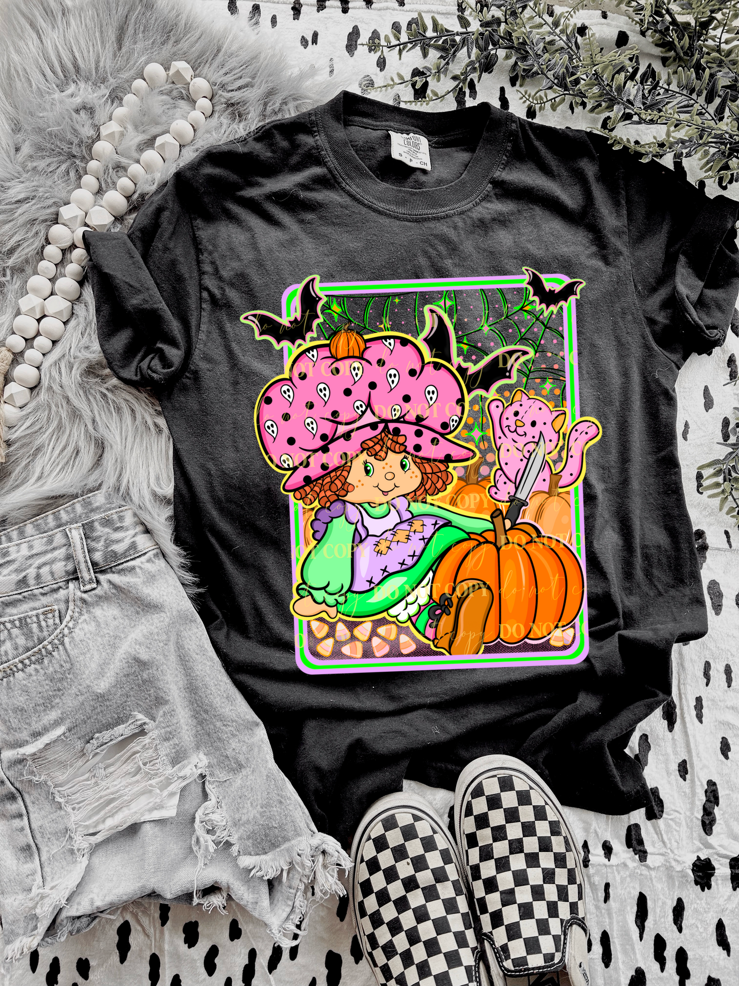 Pumpkin Girl - No Words- Pink and green Border - DTF Transfer Film