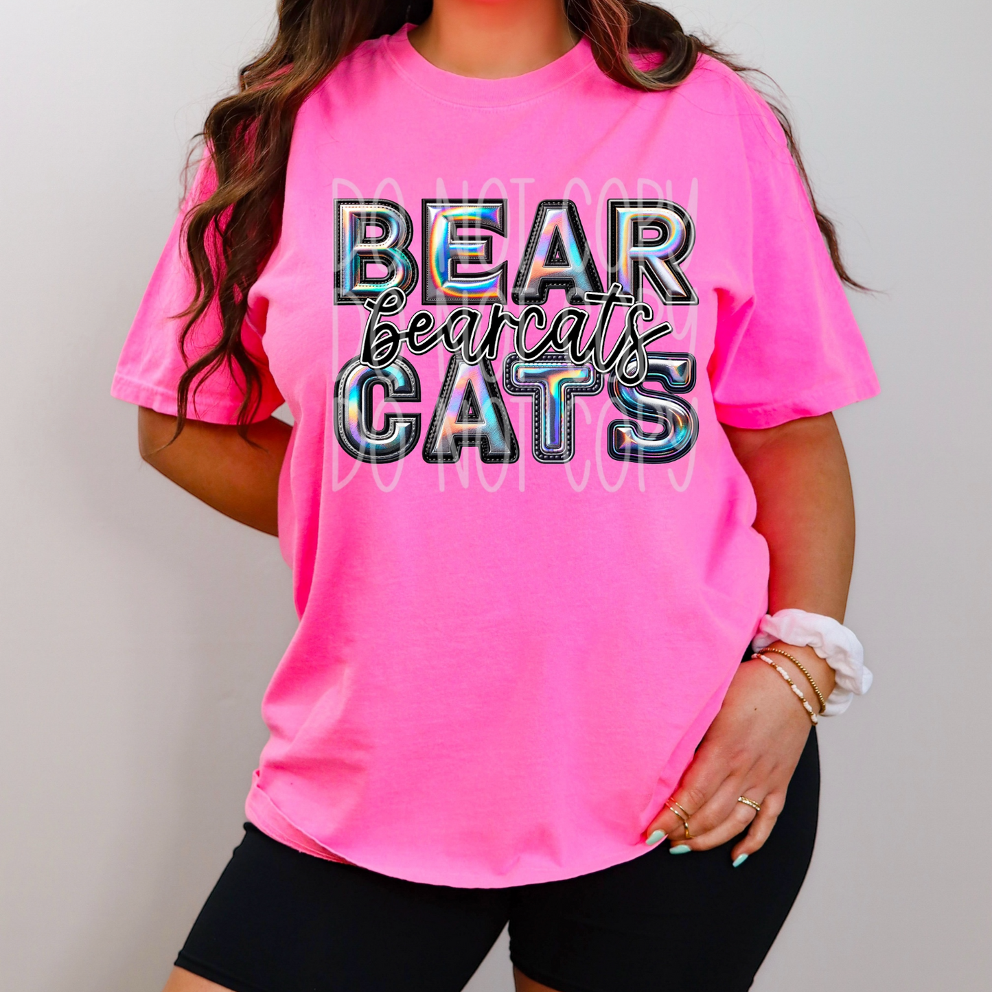 Faux Hologram Faux Embroidery Bearcats DTF Transfer Film