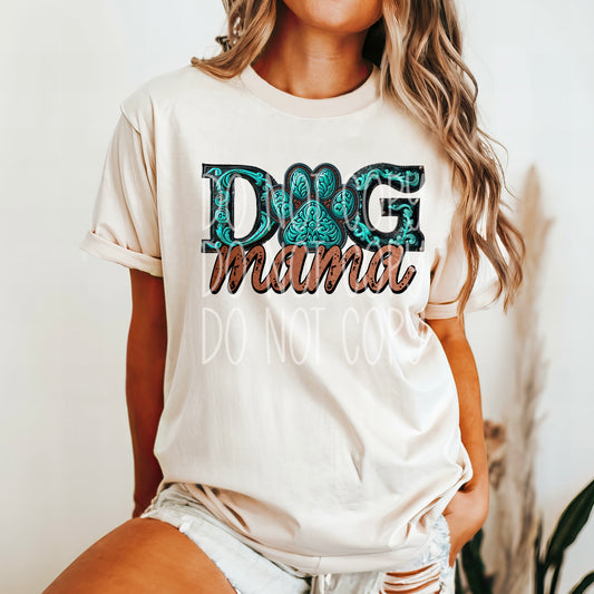 Faux Embroidery Western Turquoise Dog Mama DTF Transfer Film