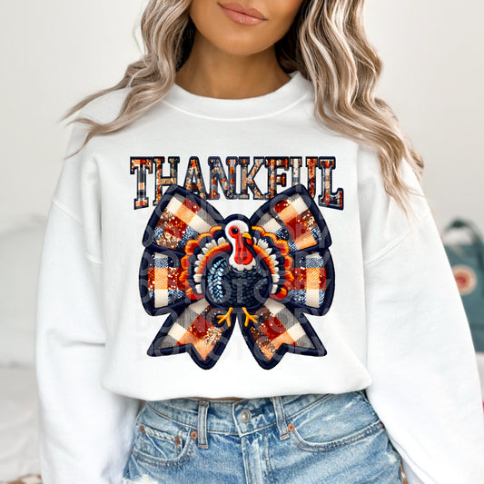 Thankful Turkey Faux Embroidered Faux Sequin DTF Transfer Film TE084